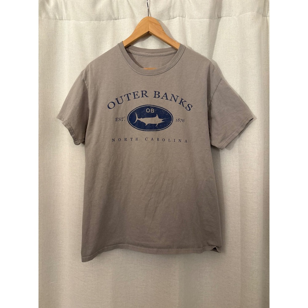 Outer Banks North Carolina Marlin Graphic T-Shirt Tan Taupe Mens Large OB Tee